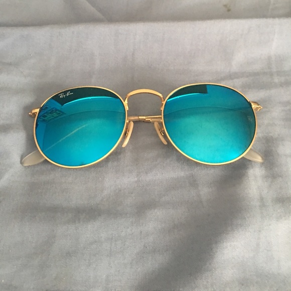 ray ban round blue flash