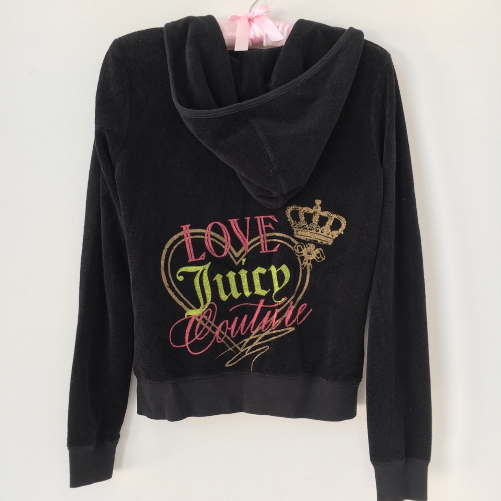 Juicy Couture black terrycloth zip up size large