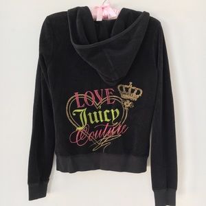 Juicy Couture black terrycloth zip up size large