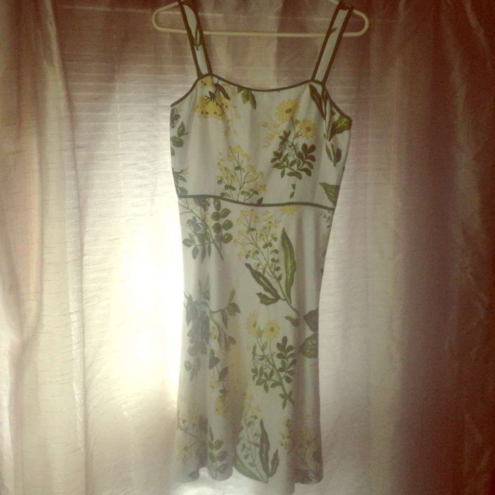 LOFT Linen Blend Floral Dress
