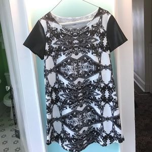 Tobi mini dress with faux leather sleeves