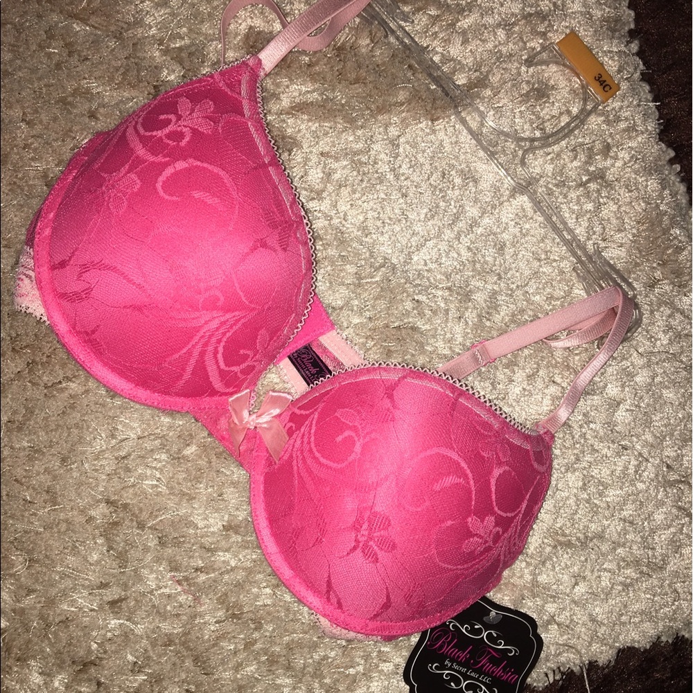 🌹34C Black Fushia hot pink bra