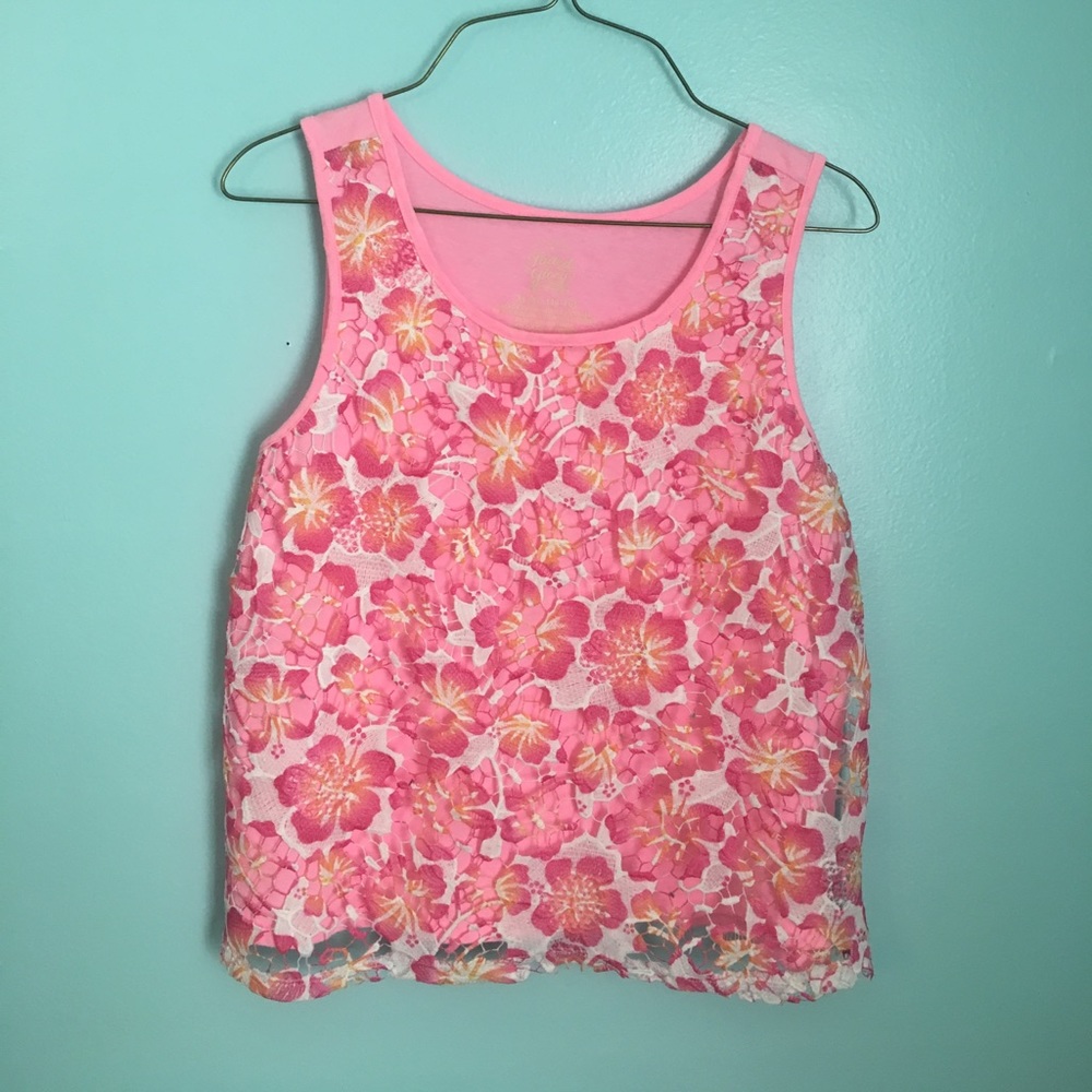 Pink floral tank top