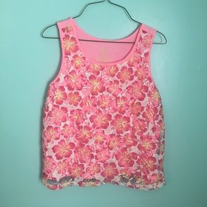 Pink floral tank top
