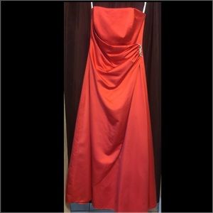 Satin Gown with Side Drake and Brooch