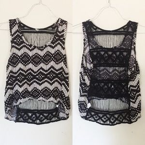 tribal print w/ crochet open back