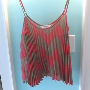 Pink and brown accordion style BCBGeneration tank