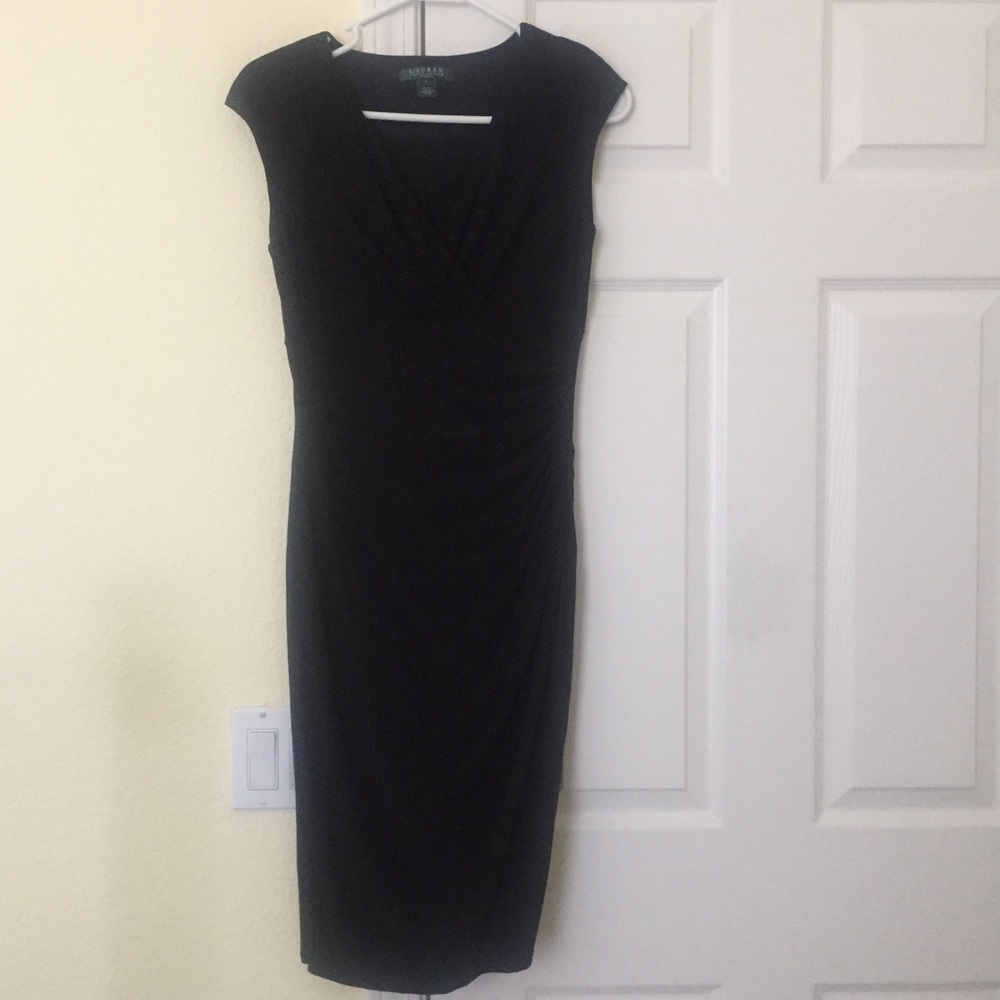 Ralph Lauren Black Dress with Ruched Detail