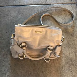 Miu Miu Vitello Lux Bow Shoulder Bag