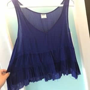 Free People cropped blue tank
