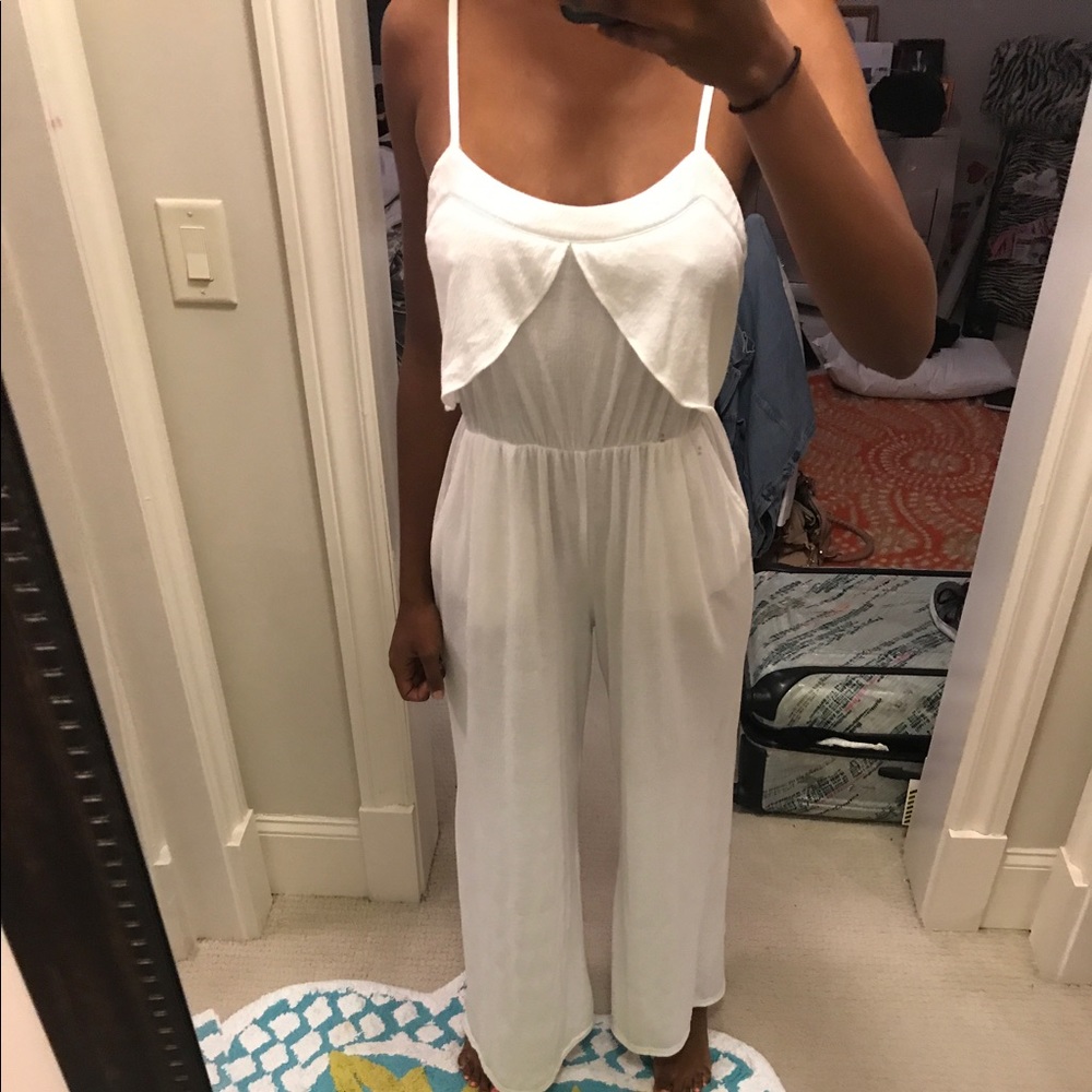 Cream cotton jumpsuit - small