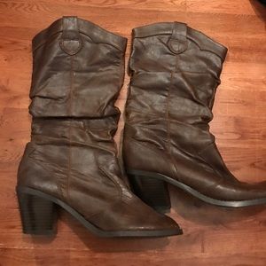 Brown heeled cowboy boots