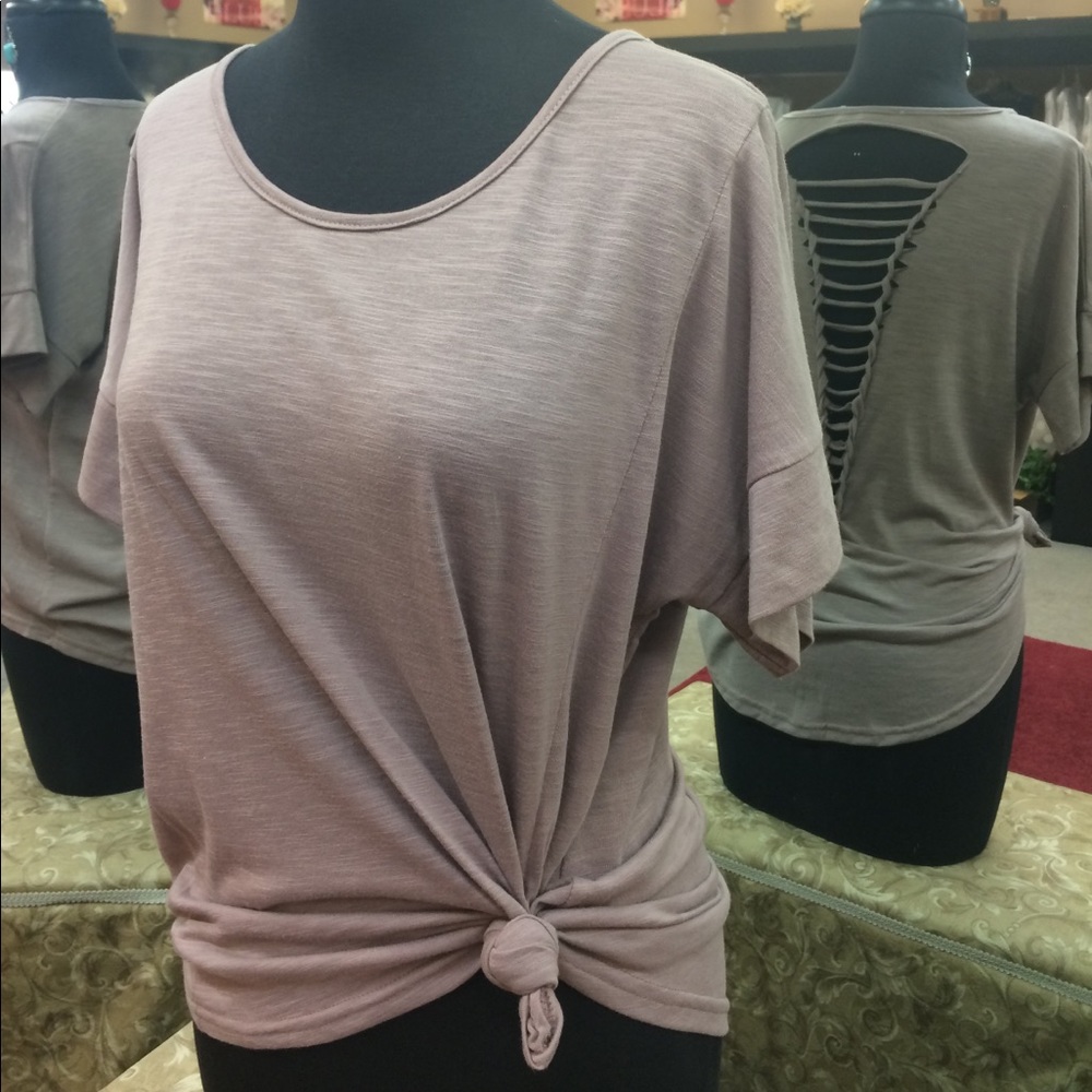 Dusty Rose Tee With Open Detail Back