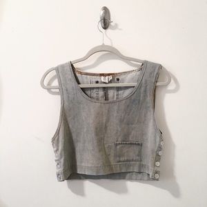 UO Urban Renewal Light Denim Crop Top