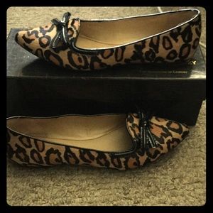 Leopard real pony hair luxury flats
