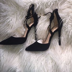 LuLu's Black Lace Up Heels