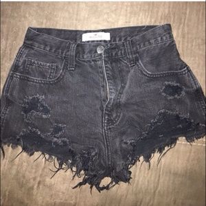 Hollister high waisted ripped black shorts 24