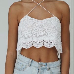 Lace cropped summer top