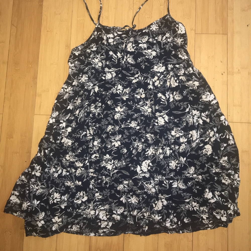 Black floral print sun dress