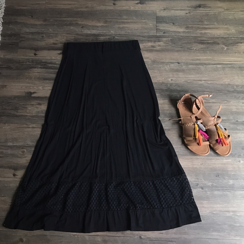 Firm price! Black Eyelet Maxi Skirt