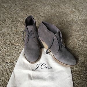 J. Crew gray suede wedges size 8
