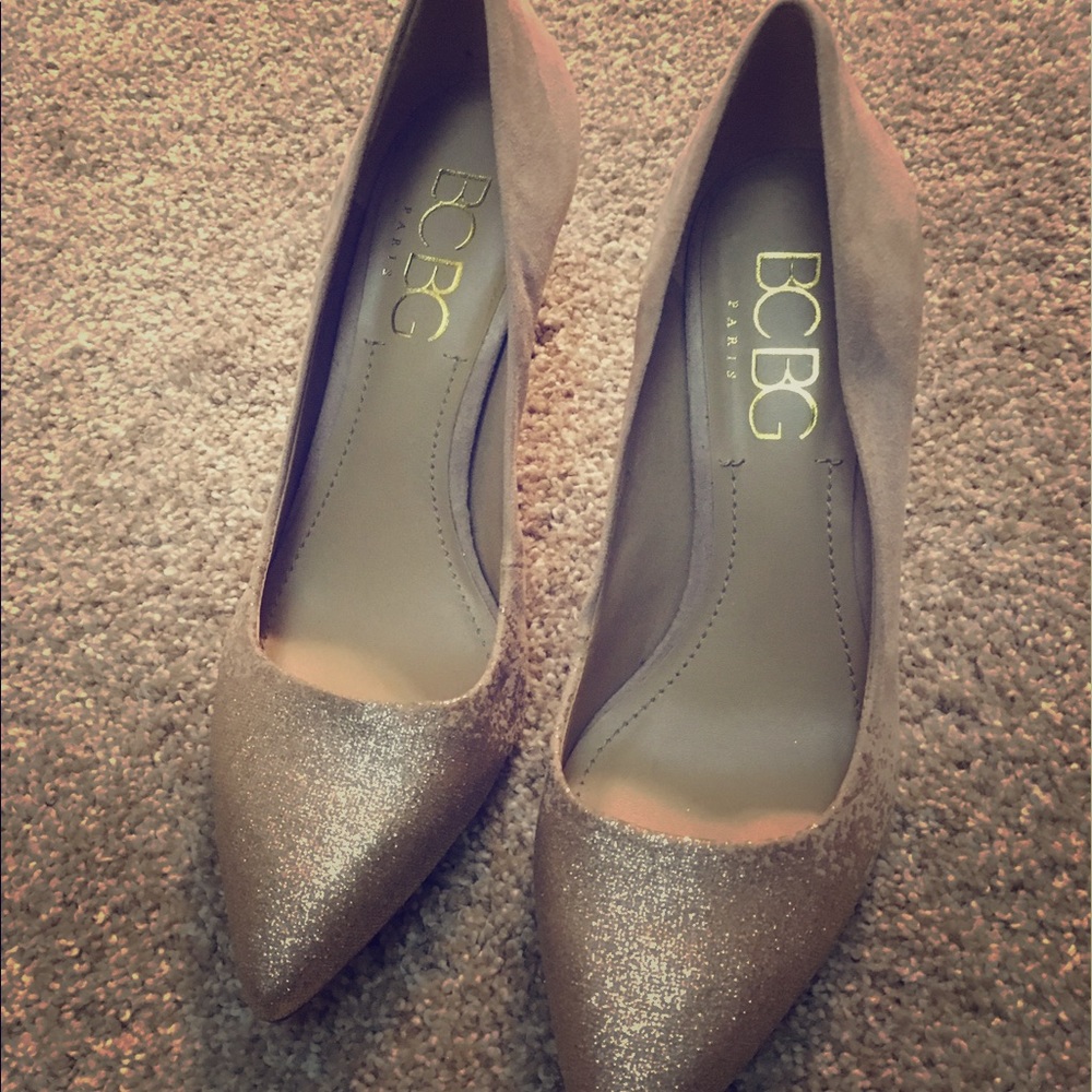 BCBG Pink Suede Sparkly Pumps