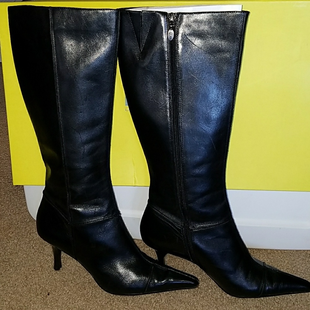 NWOT DKNY leather upper pointy toe boots. Sz 9.5