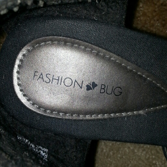 Fashion Bug Black Linen Criss Cross Wedges. NWOT - Picture 7 of 7