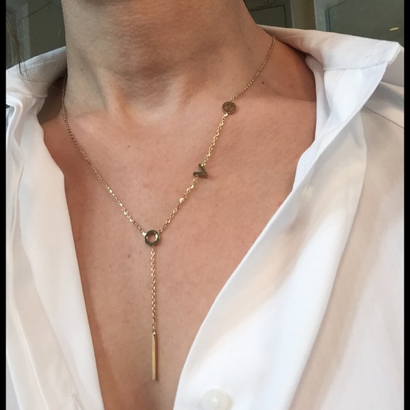 Festival L.O.V.E. gold lariat necklace. NWT - Picture 2 of 4