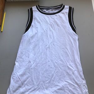 Cute white workout tank top with black detail