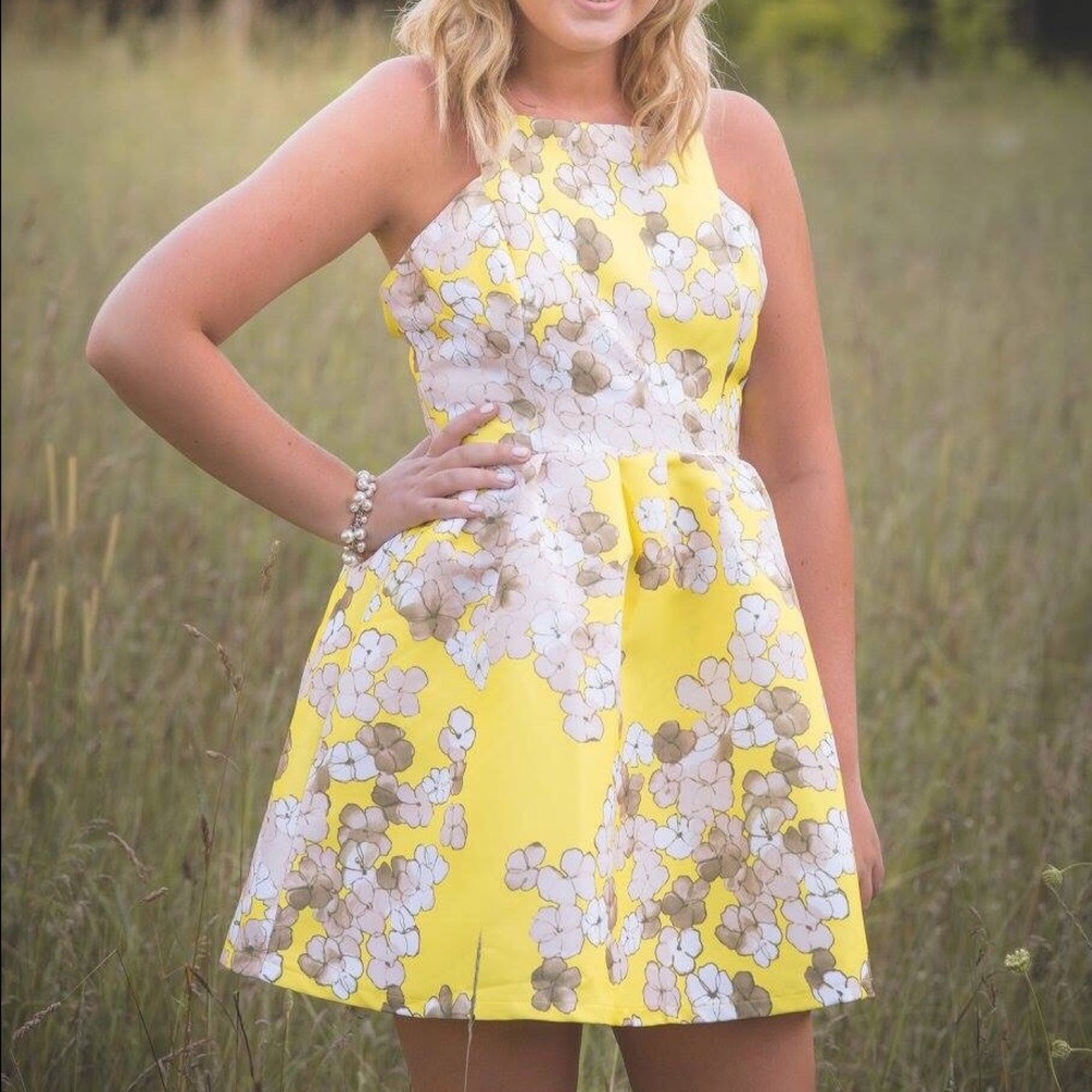 YELLOW FLOWER SUMMER DRESS TRENDY