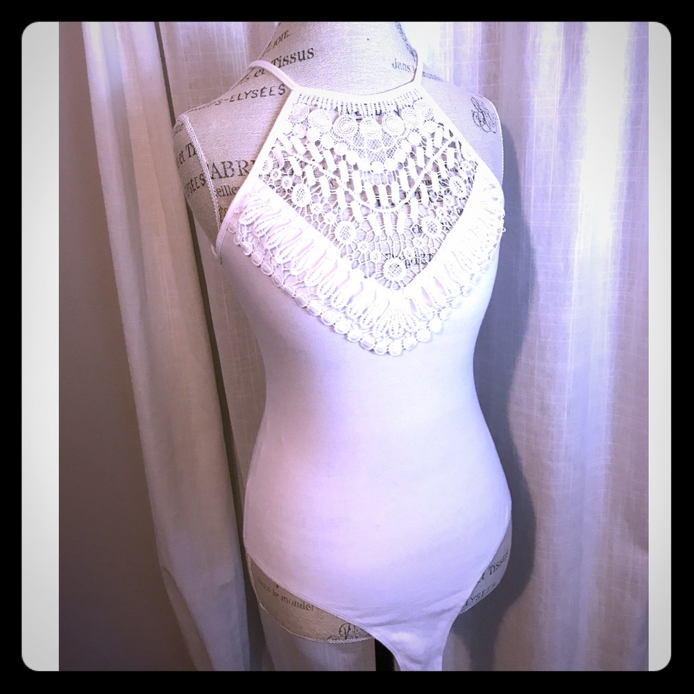 Sleeveless Embroidered Neck Bodysuit