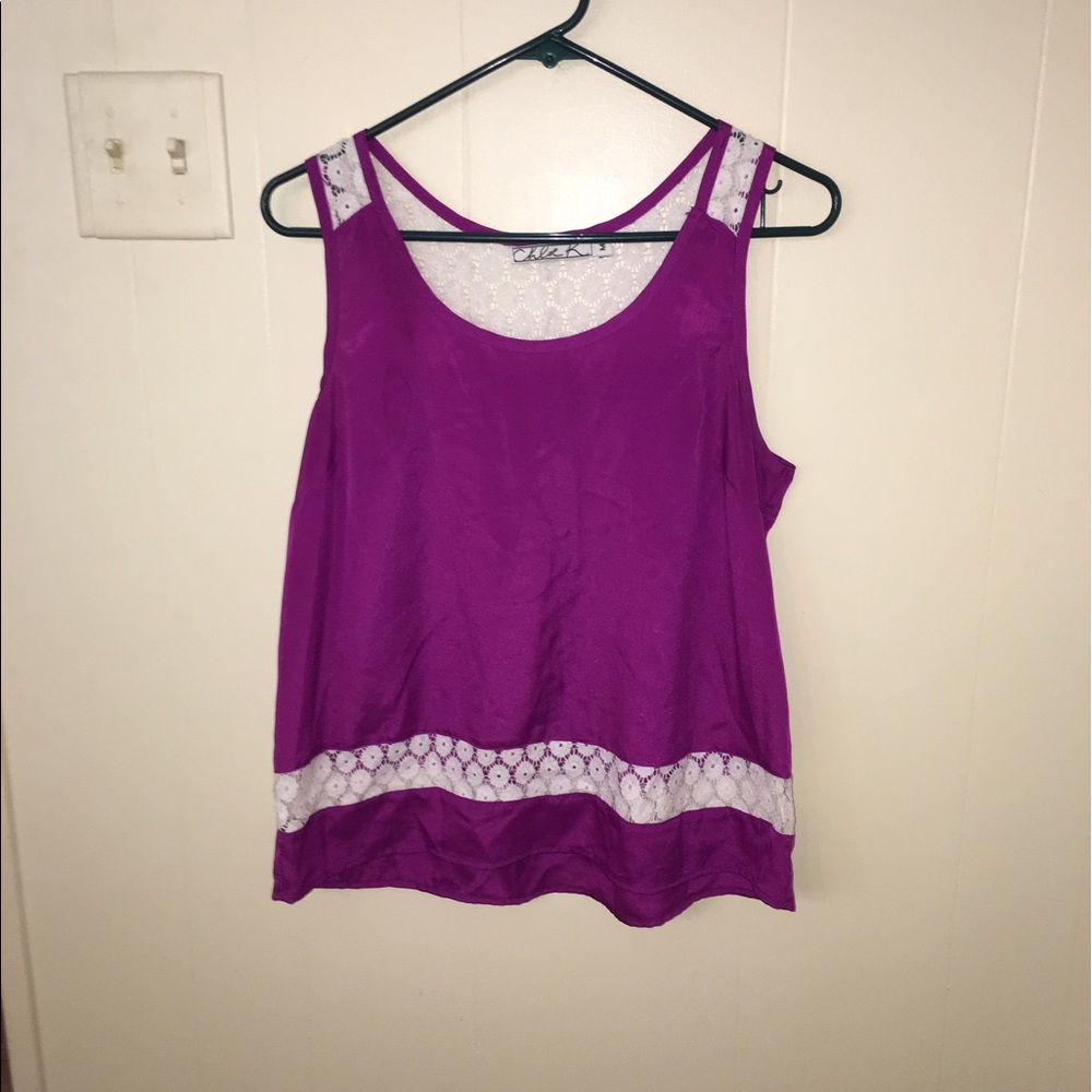Purple tank with lace details