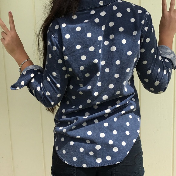 Polka Dot Denim Button-Up - Picture 4 of 4