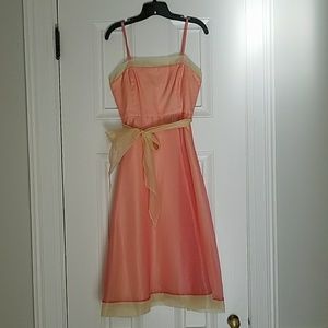 BCBG size 4 peach and yellow party dress