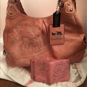 Rare! HTF! Coach Embroidered Leather Bag & Wallet!