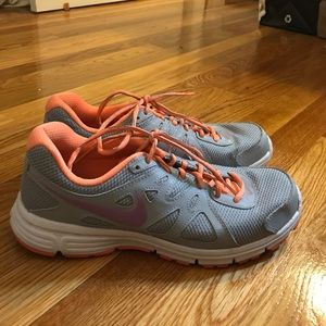 Orange and grey Nike sneakers