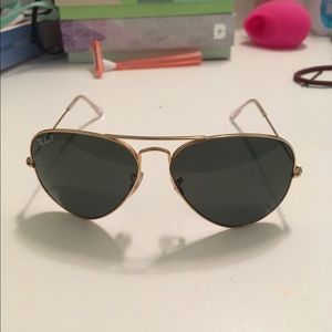 Polarized Ray-Ban Aviators, case and cloth