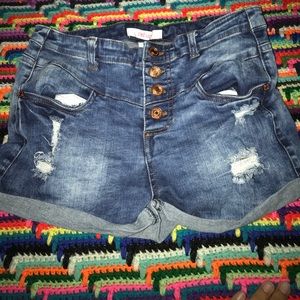 Button up high waisted shorts