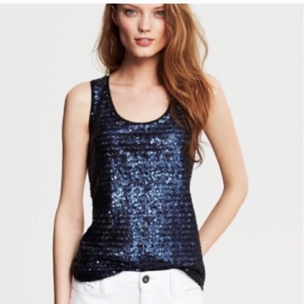 J. Crew Navy Sequin Tank