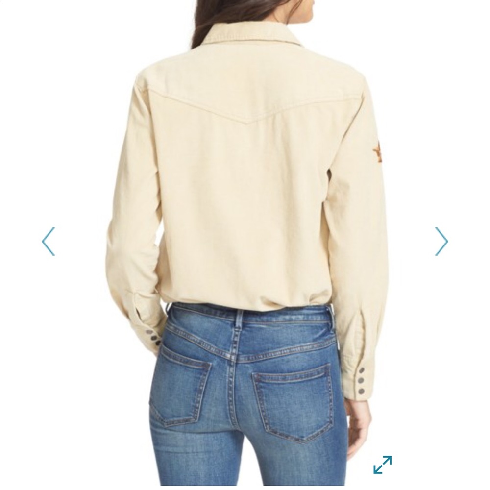 Free people corduroy embroidered ivory shirt XS - Picture 2 of 8
