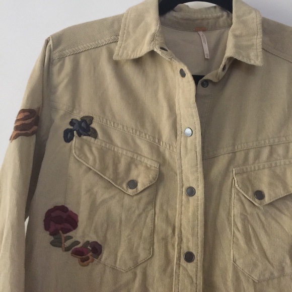 Free people corduroy embroidered ivory shirt  XS - Picture 8 of 8