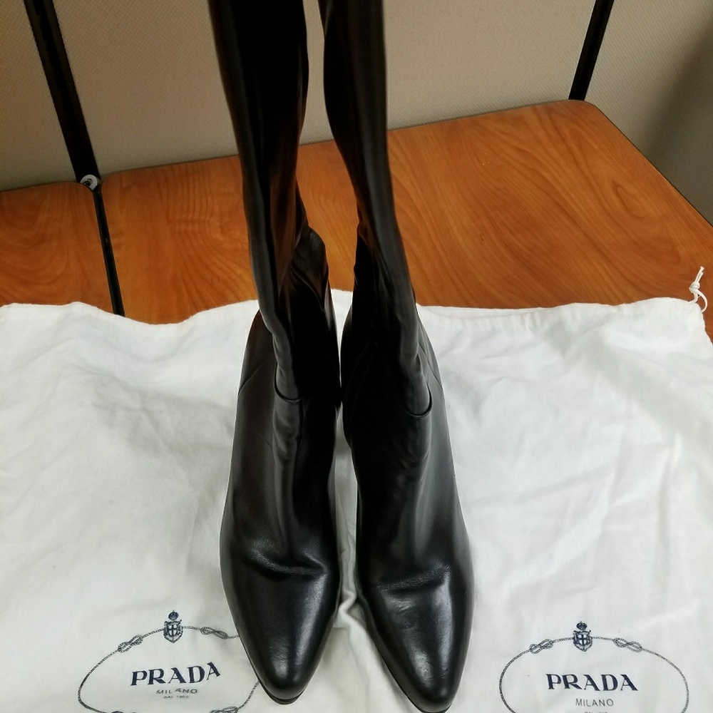 Prada tall leather boots 38