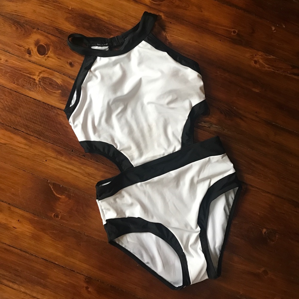 White and Black Swimsuit