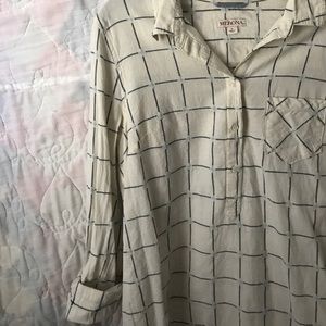 Gridded Off White Blouse
