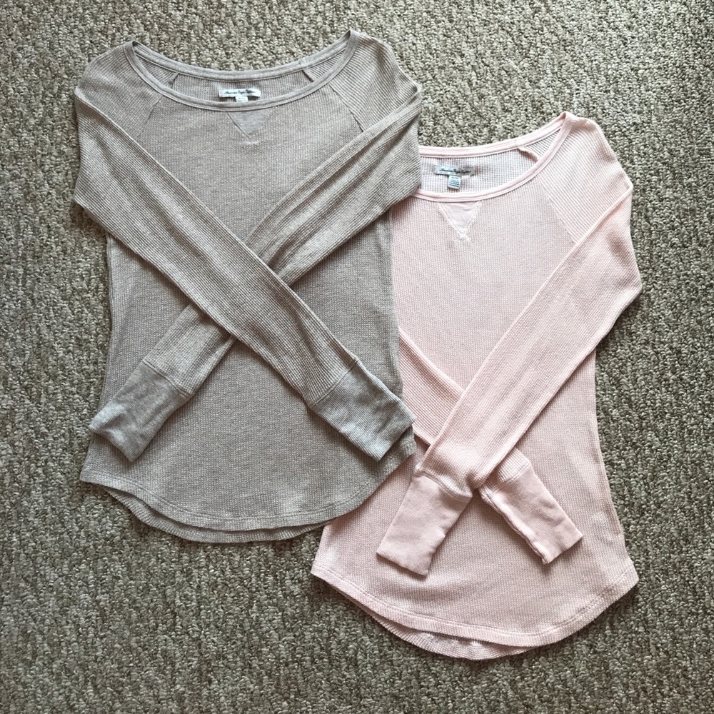 Tan and pink sparkly thermal shirts... Bundle🎉🎉