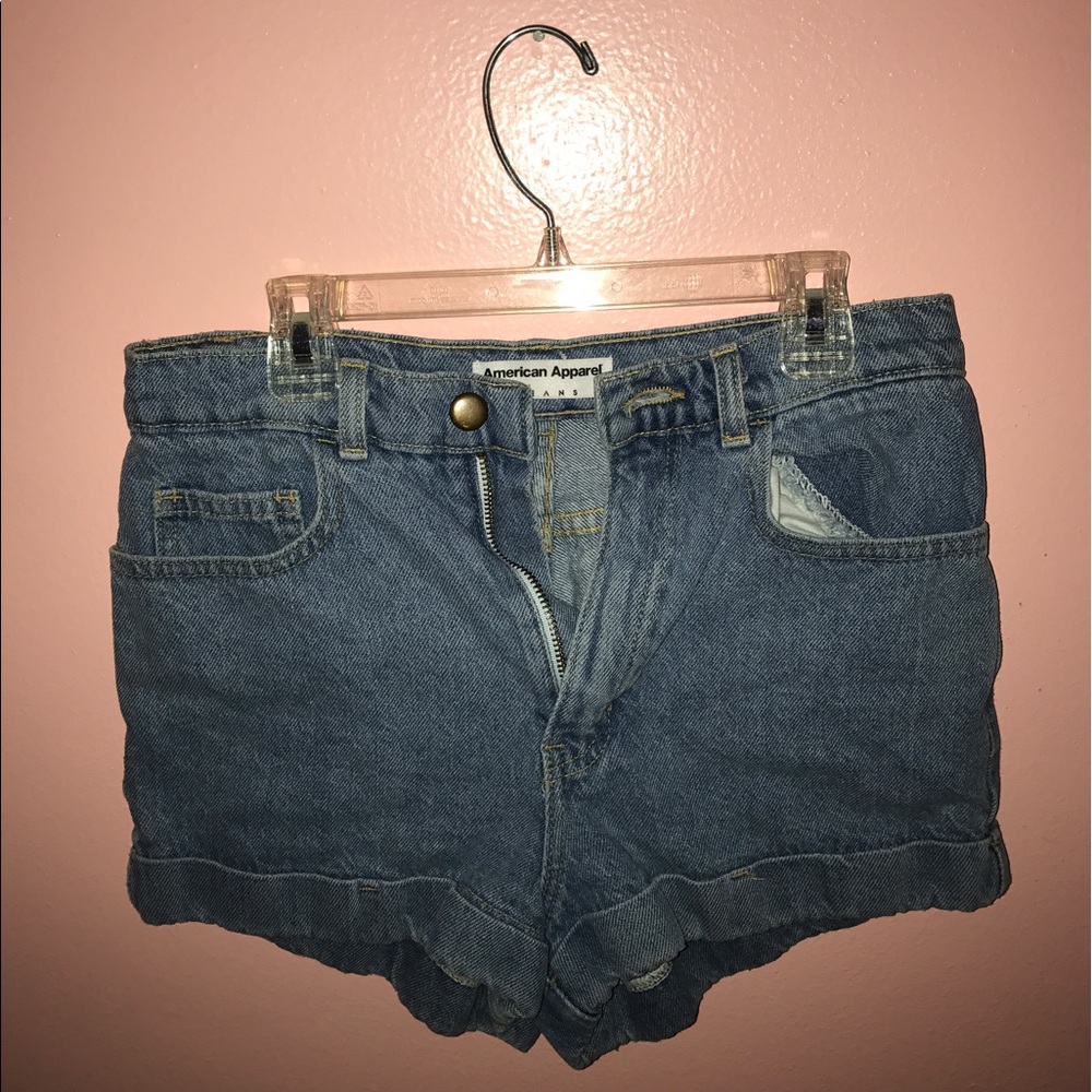 American Apparel High Waist Jean Cuff Short