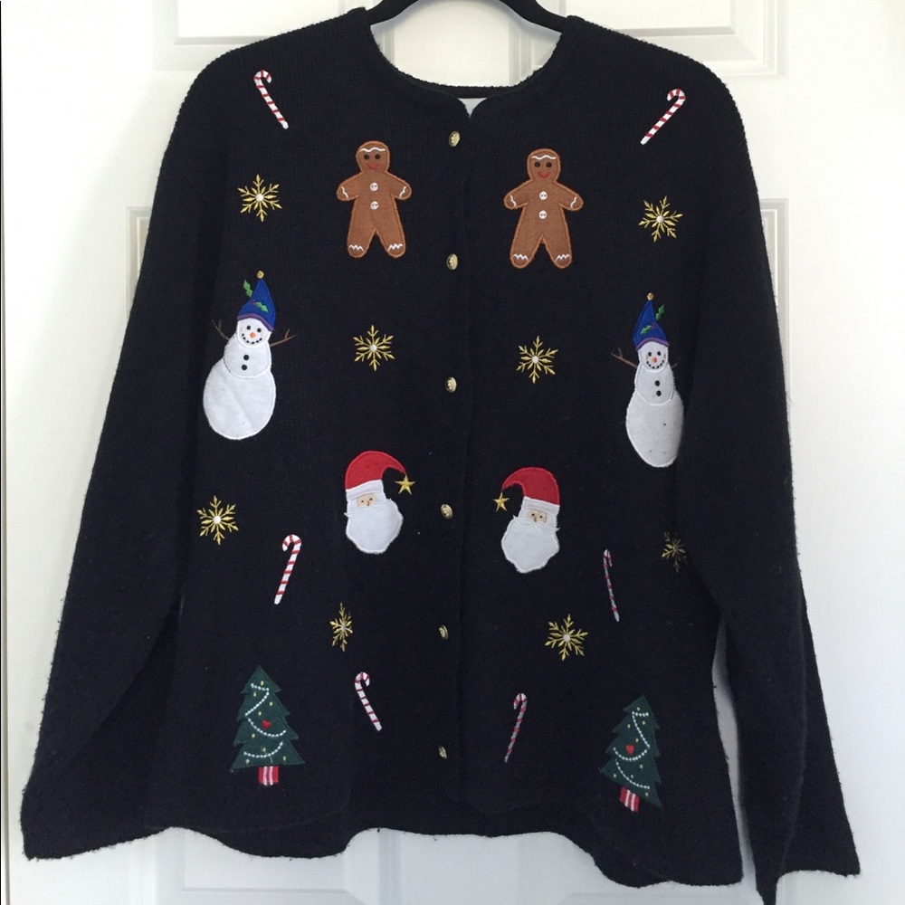 Ugly Christmas Sweater Black Button Down