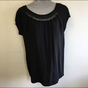 Anne Klein Knit black short sleeve top Size XL