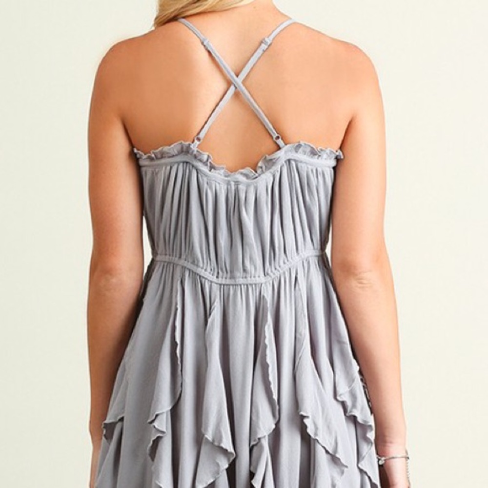 Umgee Gray Fit & Flare Dress - Picture 3 of 3
